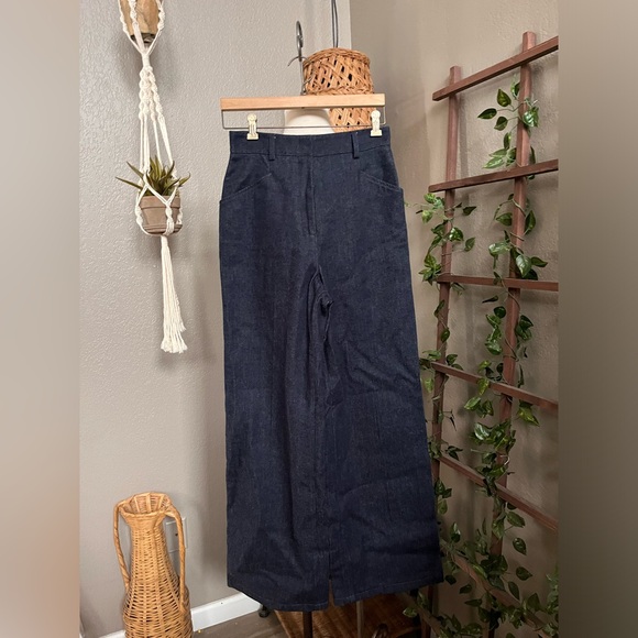 ▪️Gabriela Hearst High Waist Wide-Leg Norman Denim Cotton Blue Indigo Pants